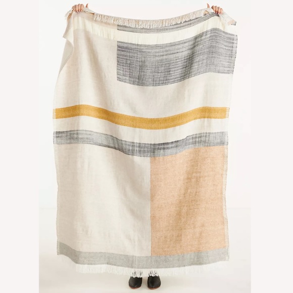 NWT anthropologie woven blocked stripe throw blanket